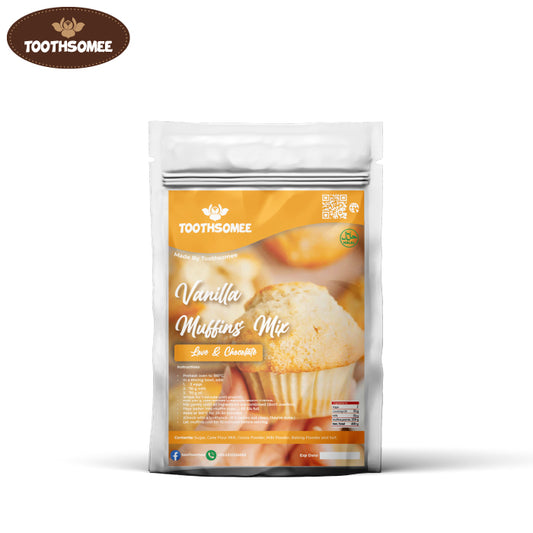 Toothsomee Vanilla Muffins Mix packaging – premium baking premix for soft and fluffy vanilla muffins