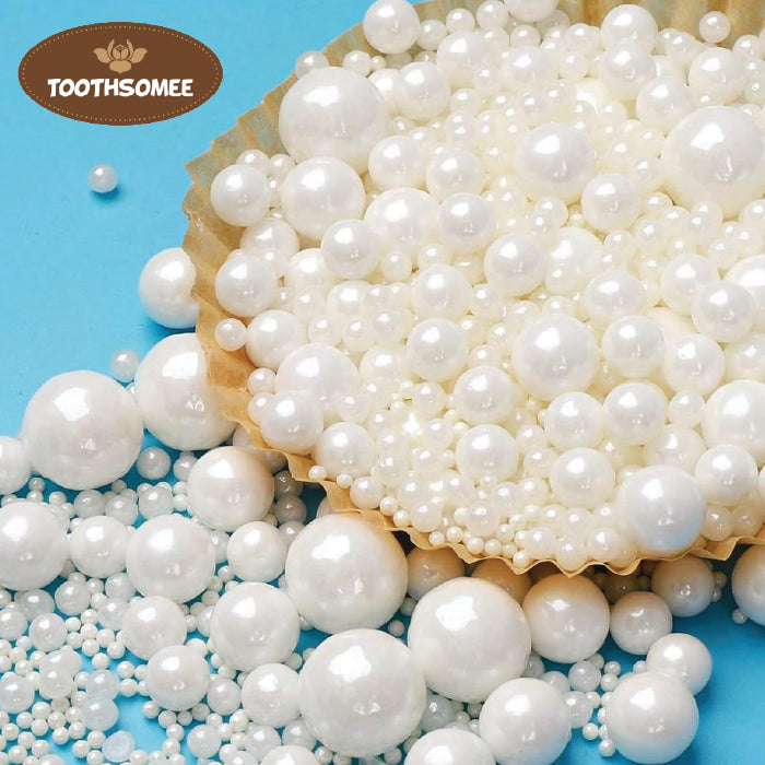White edible pearls for cake decoration – Toothsomee baking sprinkles