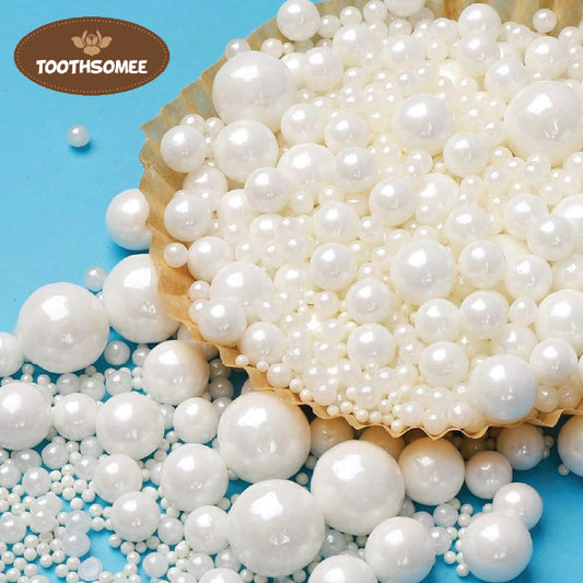 White edible pearls for cake decoration – Toothsomee baking sprinkles
