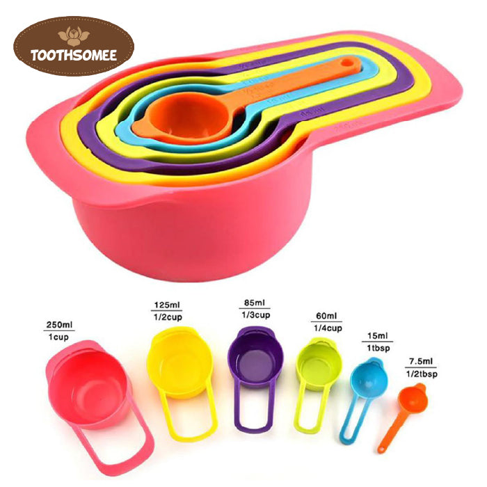 6 Pcs Multicolor Measuring Spoons and Cups Set