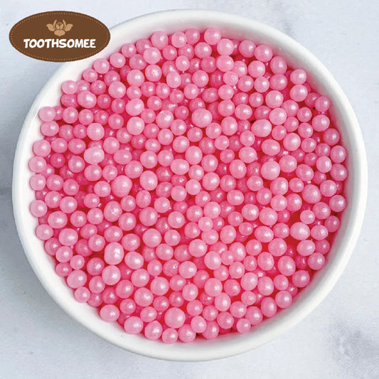 Pink edible pearls for cake decoration – Toothsomee baking sprinkles