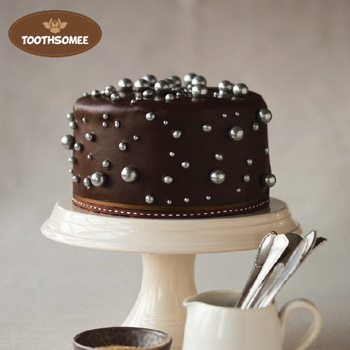 Silver edible pearls for cake and cupcake decoration – Toothsomee baking sprinkles