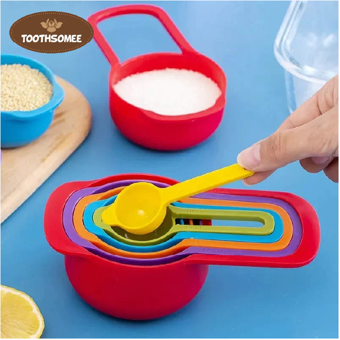 6 Pcs Multicolor Measuring Spoons and Cups Set