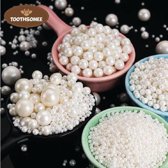 White edible pearls for cake decoration – Toothsomee baking sprinkles