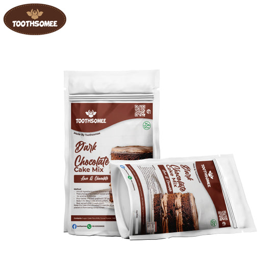 Toothsomee Dark Chocolate Cake Premix pouch with chocolate layer cake image
