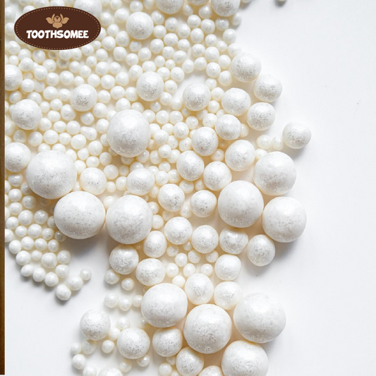 White edible sugar pearls standard quality for cake decoration by Toothsomee