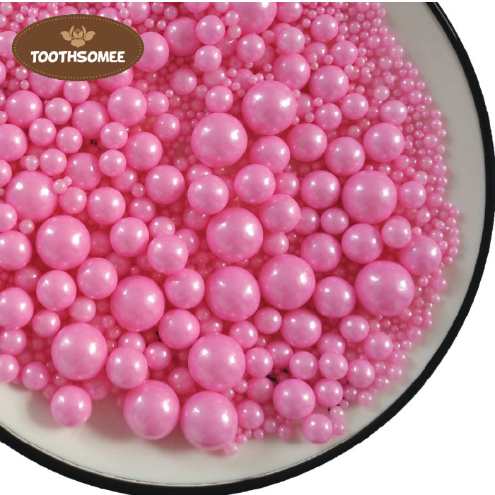 Pink edible pearls for cake decoration – Toothsomee baking sprinkles