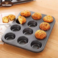 12-cup non-stick muffin and cupcake baking tray by Toothsomee, black metal baking pan