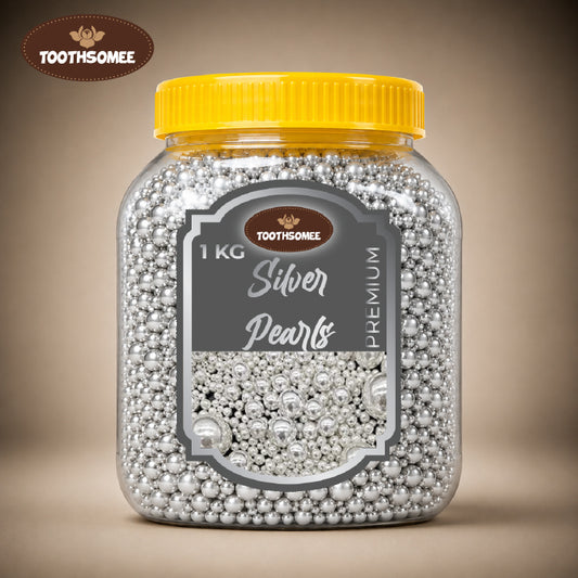 Toothsomee silver pearls 1kg jar for cake decoration and cupcake toppings